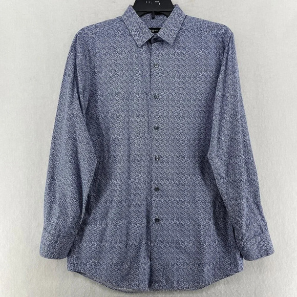 Bar III Button Up Shirt Mens M Slim Fit Blue All Over Floral Long Sleeve Cuffed - Picture 1 of 12